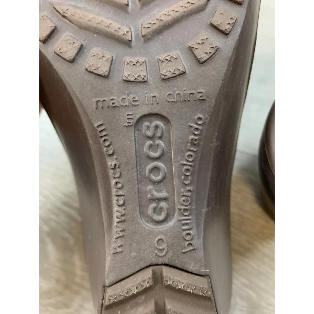 Crocs Sassari Wedge Sandals Women's 9 Espresso Brown Slide Heels Comfort Shoes
